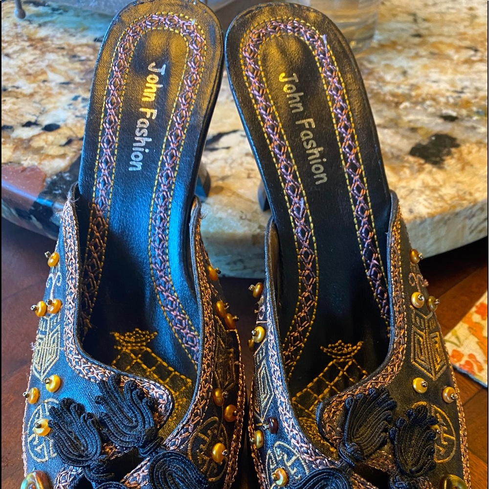 Decorative stylish mules